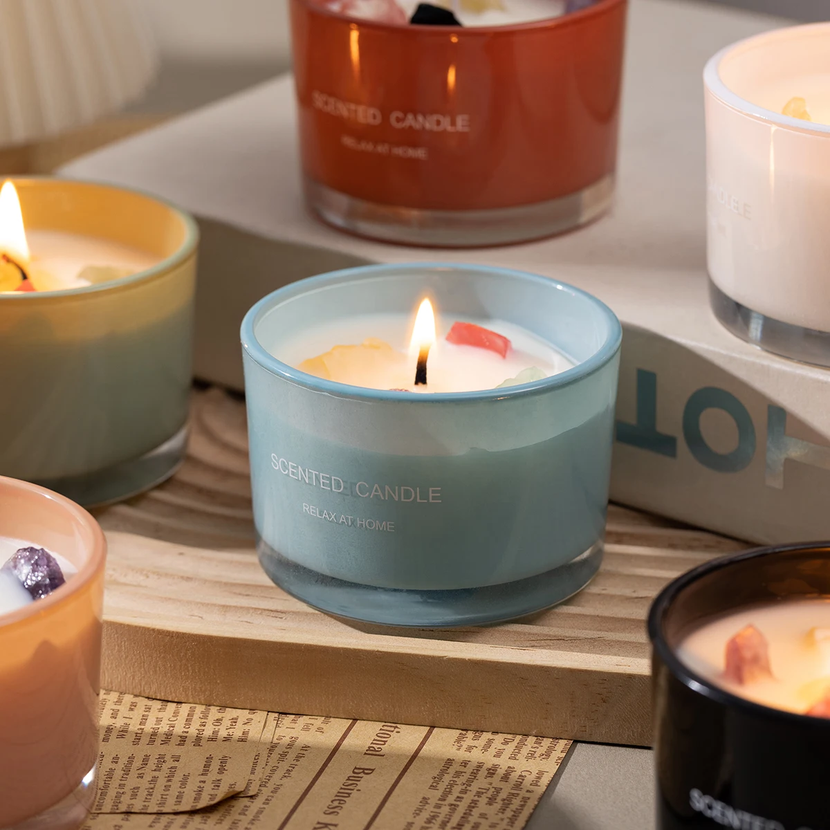 90 g mood fragrance soy wax crystal stone aromatherapy scented emotion candle relax scented candle