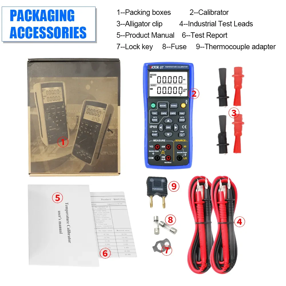 Victor Ruoshui 07 24V Loop Power Temperature Calibrator 11 Thermocouple 5 RTD Thermal Resistance Signal Measurement and Output