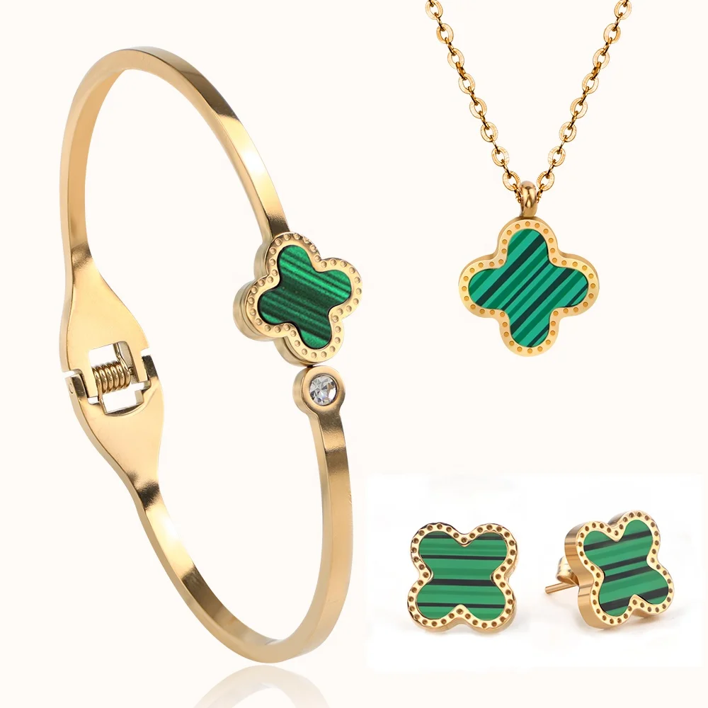 Luxury Classic Fashion Accessories Custom Bracelet Necklace Earring Jewelry Set Stainless Steel