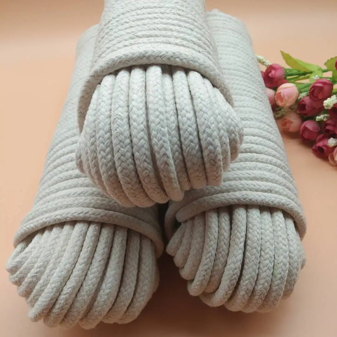 Custom 6mm 8mm Cotton Rope Cord 100% Natural Cotton Rope Twine String for DIY Craft
