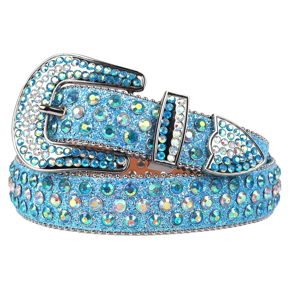Fashionable Bling Diamond Belt Men Women Big Buckle Colorful Crystal Rhinestone Boys and Girls