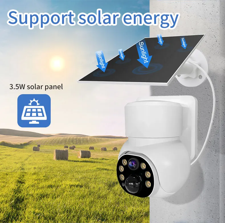 Wifi IP PTZ US Version Battery Camera CCTV Security Wireless Motion Detection Solar Camera De Surveillance Sans Fil Solaire