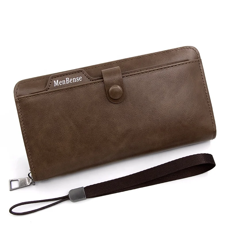 New Arrival Business Long Men Wallet Retro Purse Zipper Large-capacity Clutch Strap Mobile Phone Bag