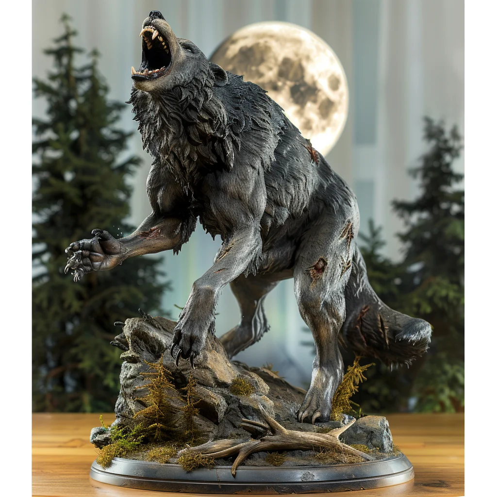 Custom Resin Crafts Wolf Figure for Halloween Statue Handmade Decorations Figurines Holiday Decors