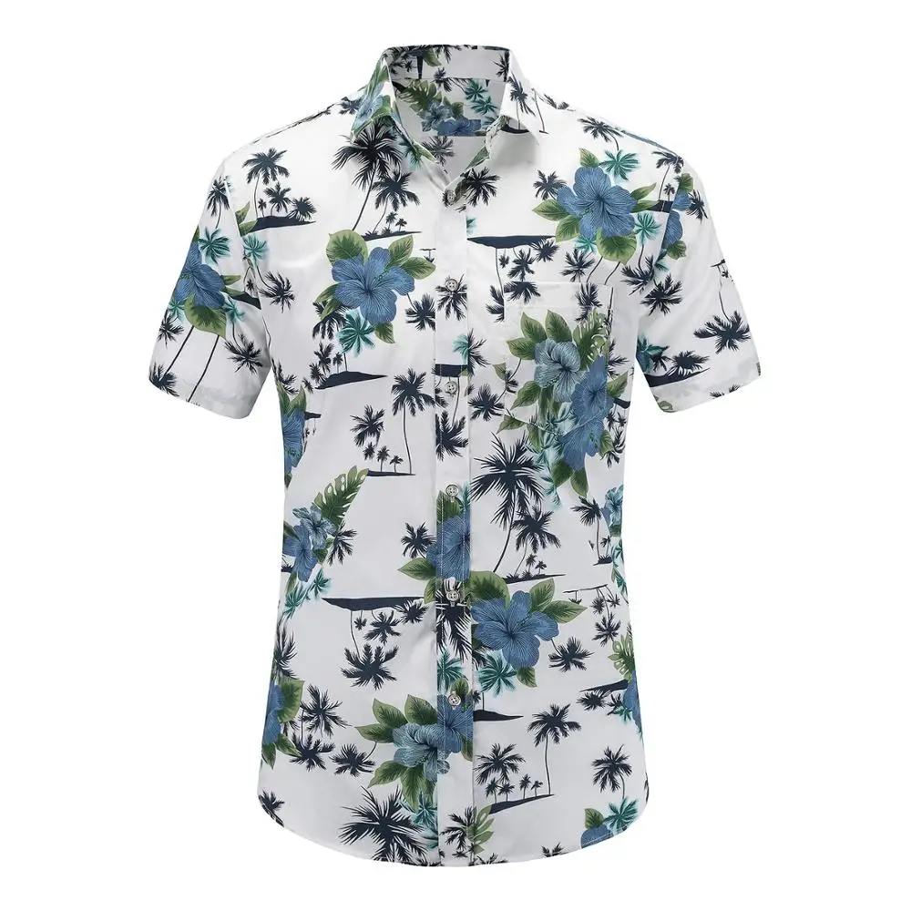 Заказные Оптовые хлопковые мужские Гавайские рубашки с цифровой печатью