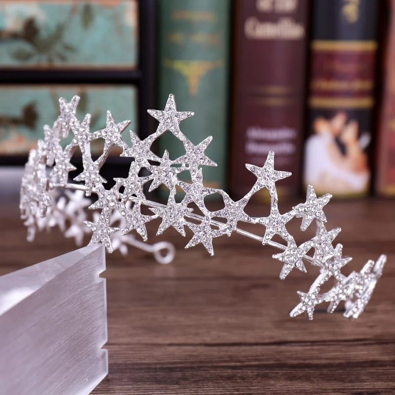 Rhinestone Star Headbands Crystal Crown For Wedding Bridal Tiaras Fashion Bride Hair Jewelry