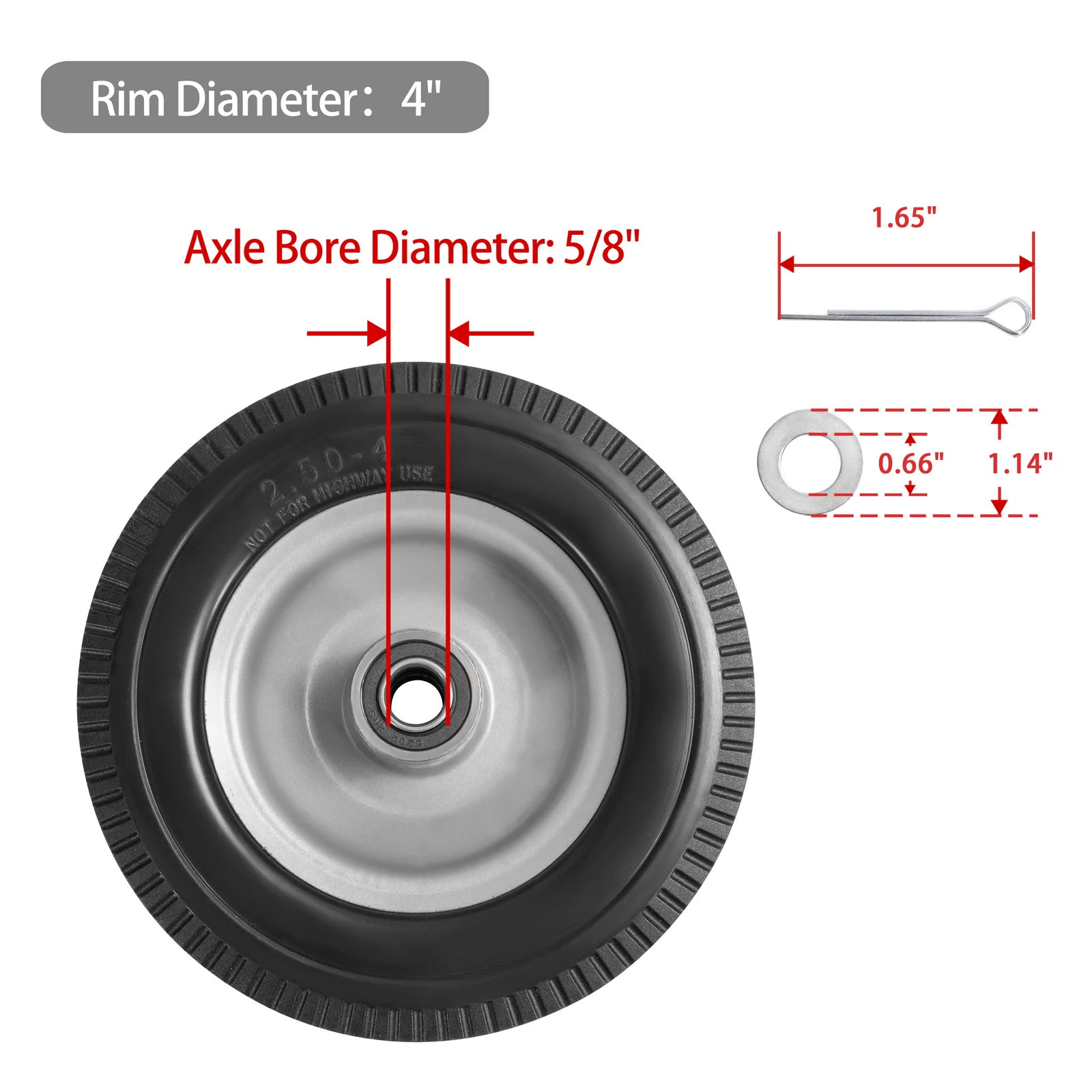10 x 3.50-4in Solid tire PU Run-Flat Hand truck awn mower Tire rubber Wheel