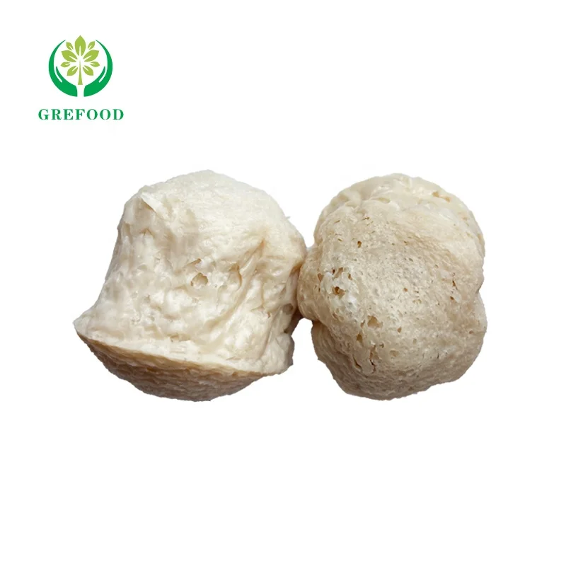 MUI Textured Vegetable Protein as Meat Substitute chewy soy protein chunk low fat TVP plant-based lifestyle raw BBQ Meatballs