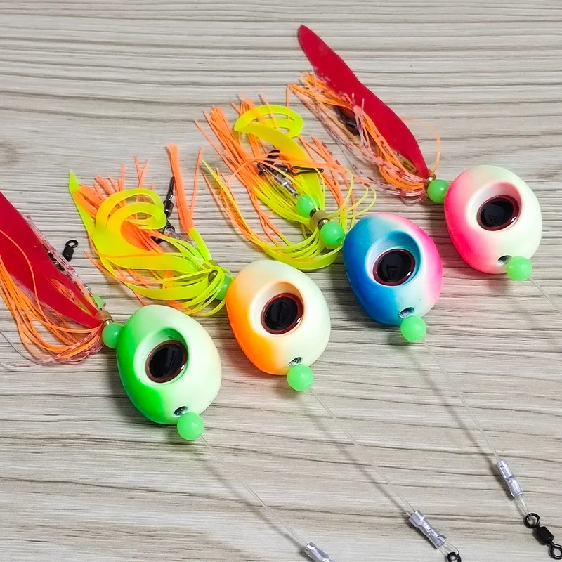 TEASER J145 150g 200g 250g 300g metal slow jig head with rubber skirts and assist hooks luminous glow lead jigging lure