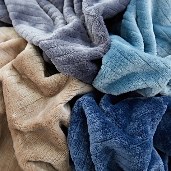 Wholesale 100% Polyester Super Soft Embossed Flannel Throw Blanket Woven Throw Blanket