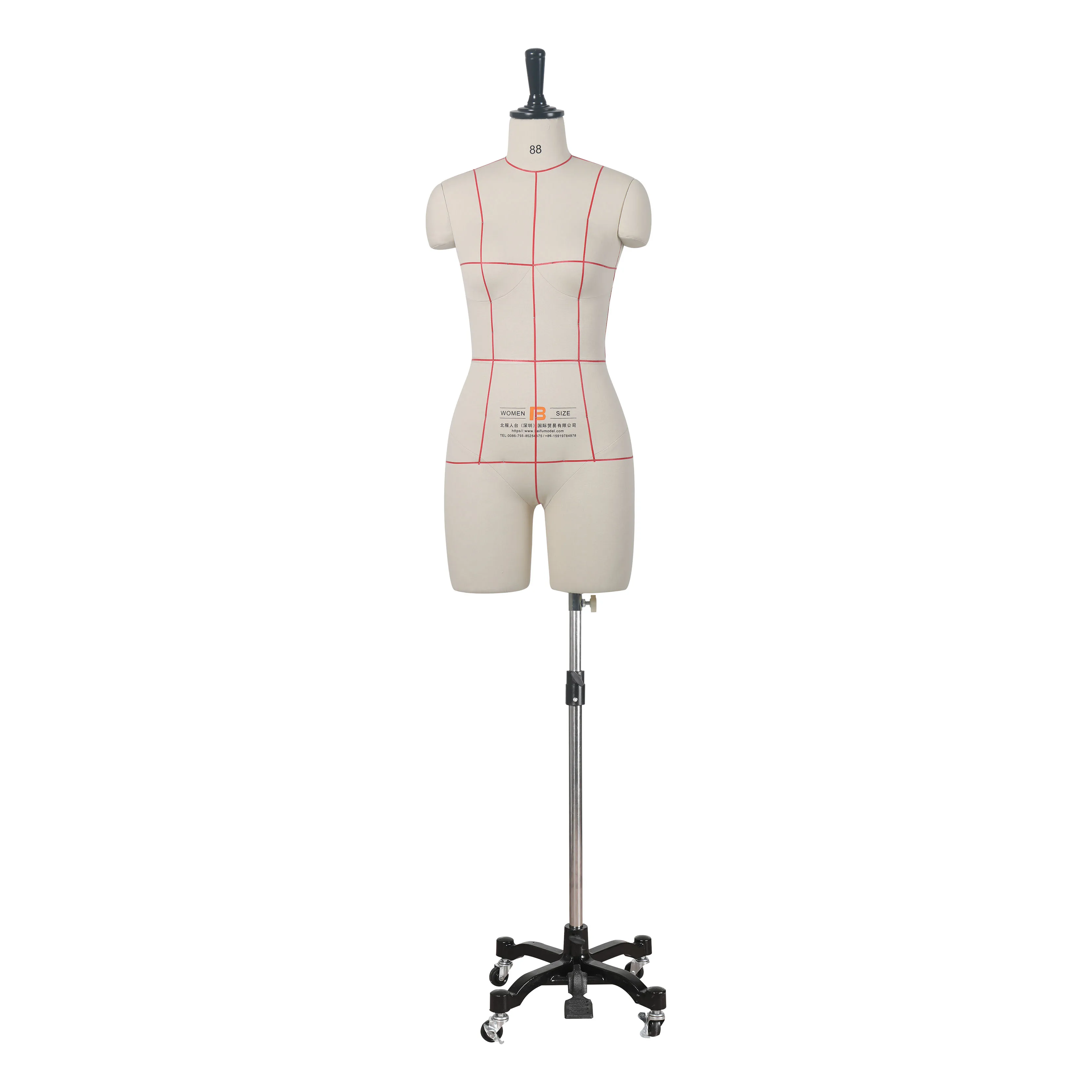 
Female Dummy Mannequin Half Body Torso with Measurement Line for Students and Tailors 