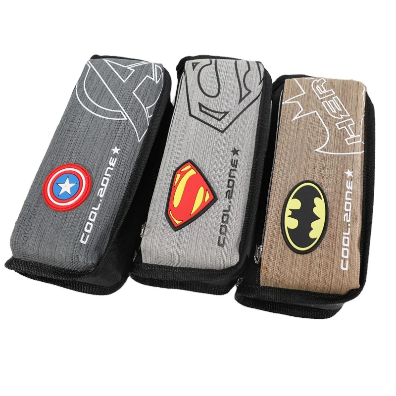 Topsthink 2022 Custom Logo Cartoon Cute School Pencil bag  Superhero Pencil Case custom Pen Case
