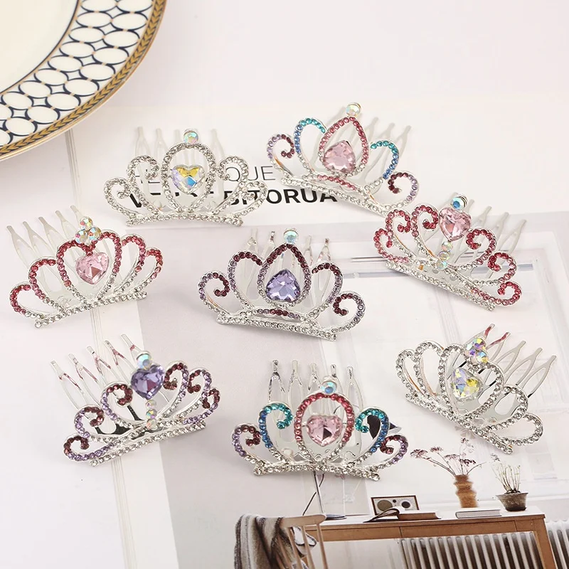 Newest Children Crystal Diamond Party Crowns Rhinestone Princess Crown For Girls Crown with Comb