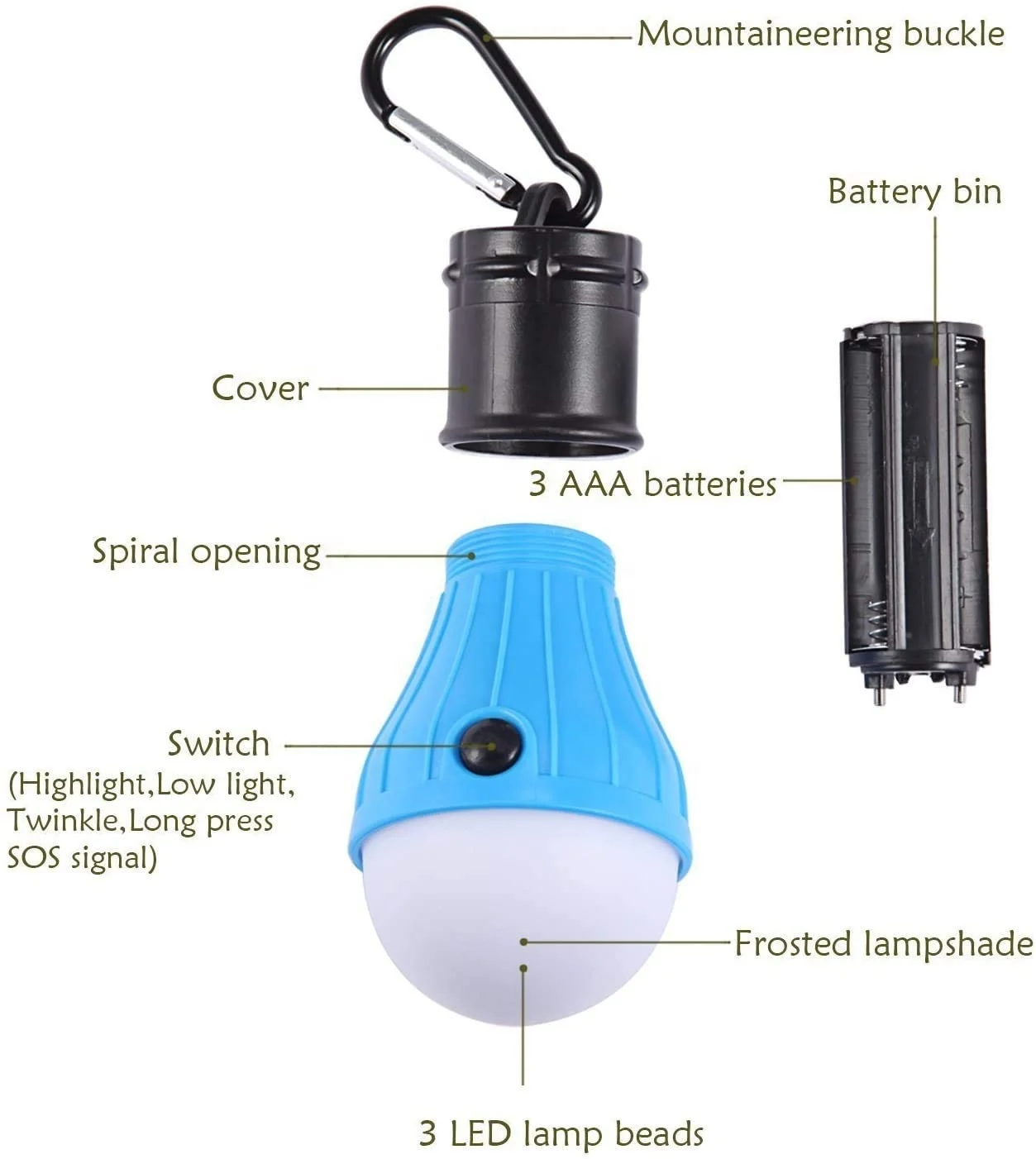 Battery Operated Tent Lamp Portable LED Tent Light  for Camping Home Garden Decoration