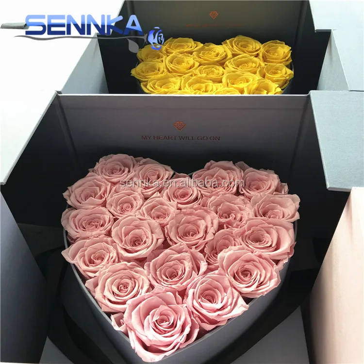 Best selling valentines day gift stabilized roses in heartshaped box wholesale forever roses preserved flower