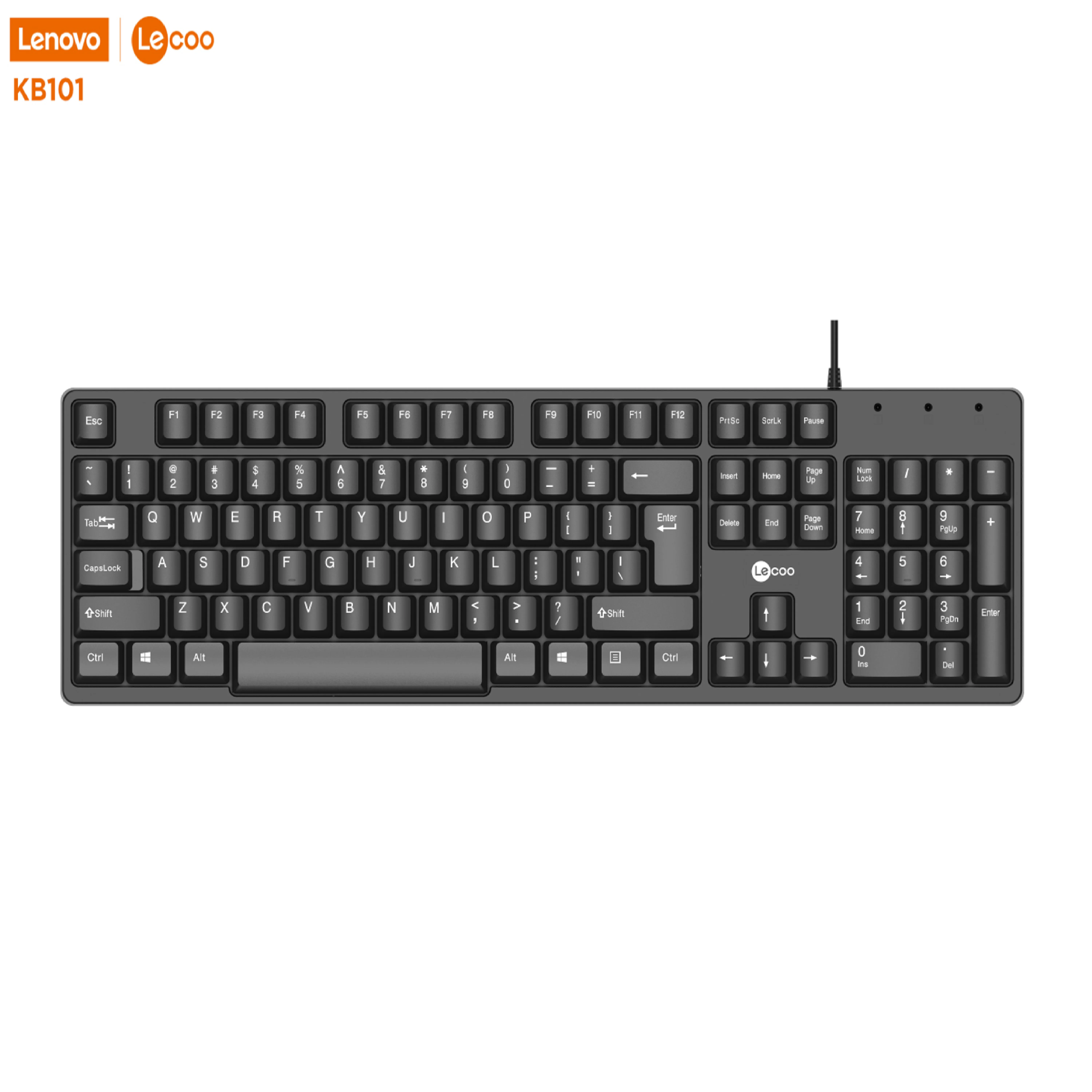 Lenovo Lecoo KB101 Keyboard USB Wired Mini Professional 104 keys Register Switch Programmable Keyboard for Computer Accessories