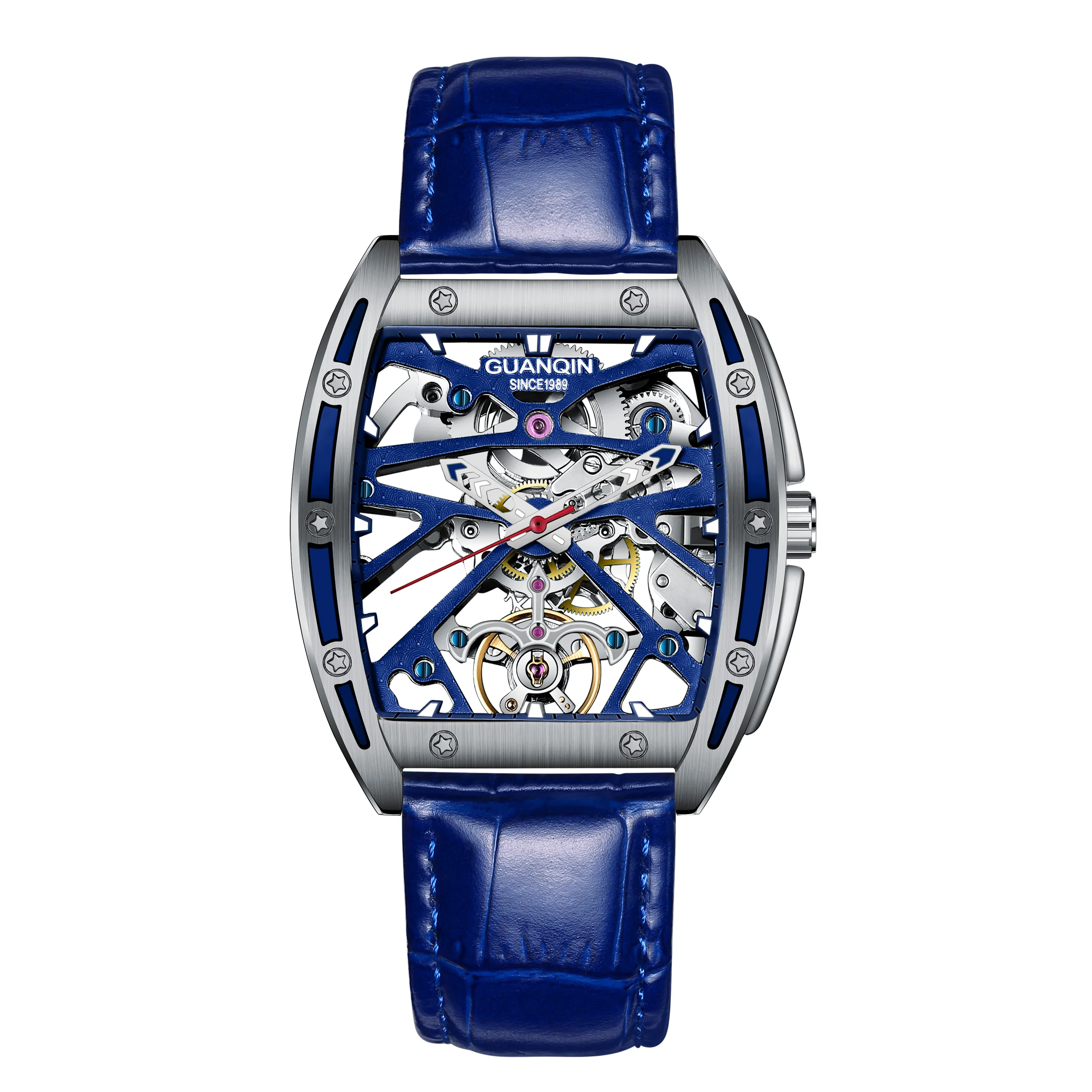 Автоматические механические мужские часы GUANQIN, роскошные Брендовые мужские деловые часы с турбийоном, мужские часы reloj hombre