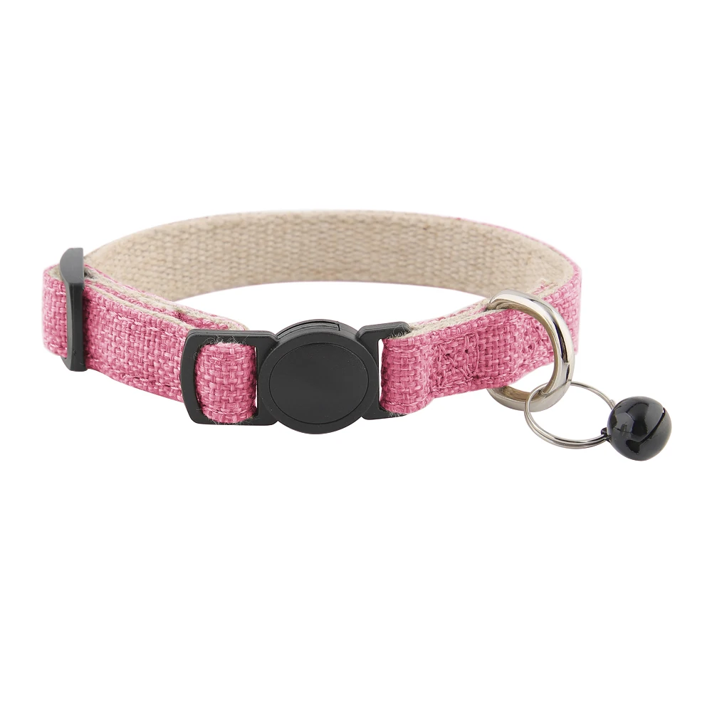 Designed By COCO BUDDY Breakaway Cat Dog Collar Lead Eco Friendly Hemp Fabric  Pet Cat Collar with Bell 10 Colors in stock