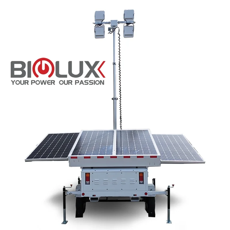 New design No Noise Mobile Portable  solar surveillance trailerFor Lighting And Surveillance Light Tower Surveillance Tower