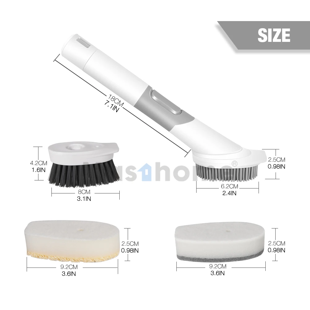Masthome Smart Kitchen Cleaner 3 Replaceable Cleaning Head Brush Soap Dispensing Sponge Dish Washing Brush With Handle