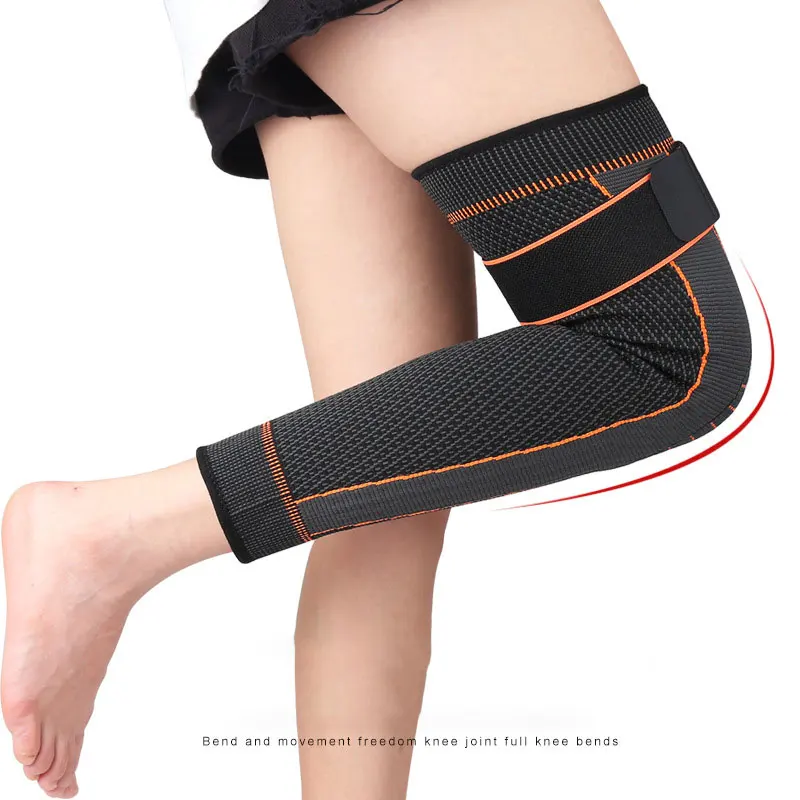 Lengthened Calf Knee Pads Men Women Basketball Running Cycling Non-slip Compression Straps Cold-proof Wormwood Knee Pads