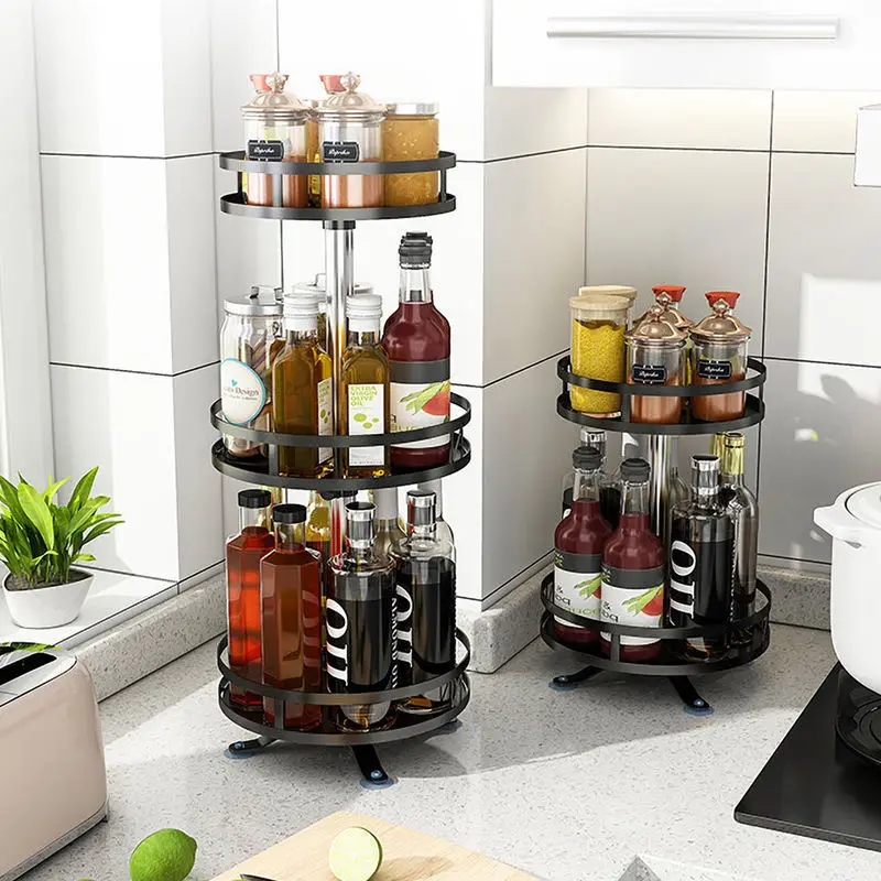 
New Design Stainless Steel Kithcen 2 Tier Lazy Susan Spice Rack Organizer for Cabinet 