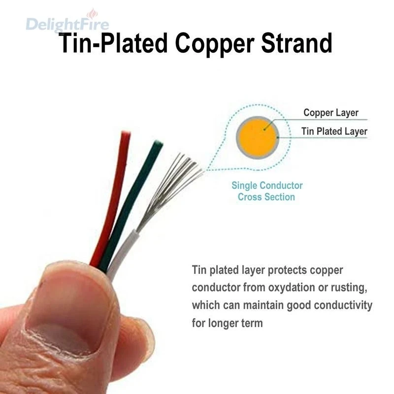 3 Pin Cable 100m 22AWG 3 Core Electrical Cable JST Tinned Copper Wires 3pin Wire For WS2811 WS2812B Pixels Strip Light