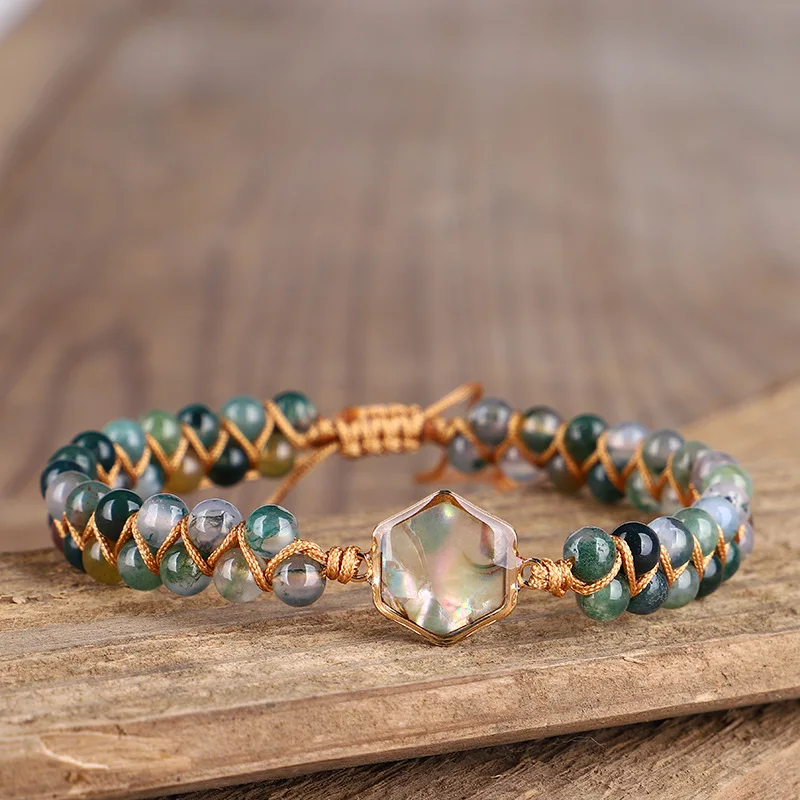 Bohemian Vintage Hand Woven 4mm Indian Agate Beaded Bracelet For Women Natural Stone Entangled Adjustable Rope Yoga Bracelet
