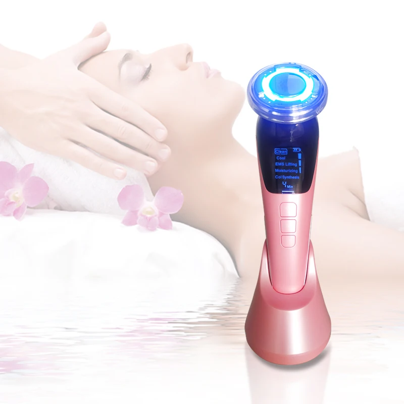 
Galvanic Ion Face Beauty Device Red Blue Light Facial Machine With Rf Radio Frequency Ems Led Photon Skin Care Face Lift 