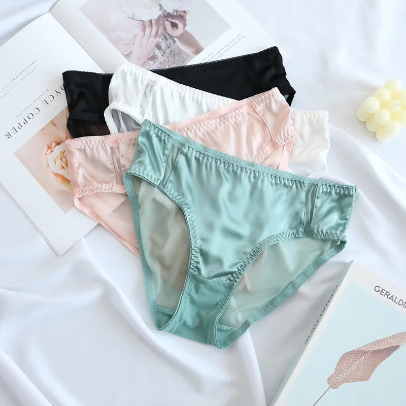 Manufacture Soft Light Silk breathable 100% Natural Silk Underwear For Women Silk Bikini Panties