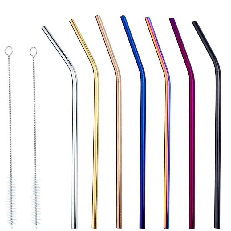 Food Grade Stainless Steel Boba Straw Eco-Friendly with Custom Logo Bent Straight Patterns 6mm 12mm Diameter Restaurants Hotels