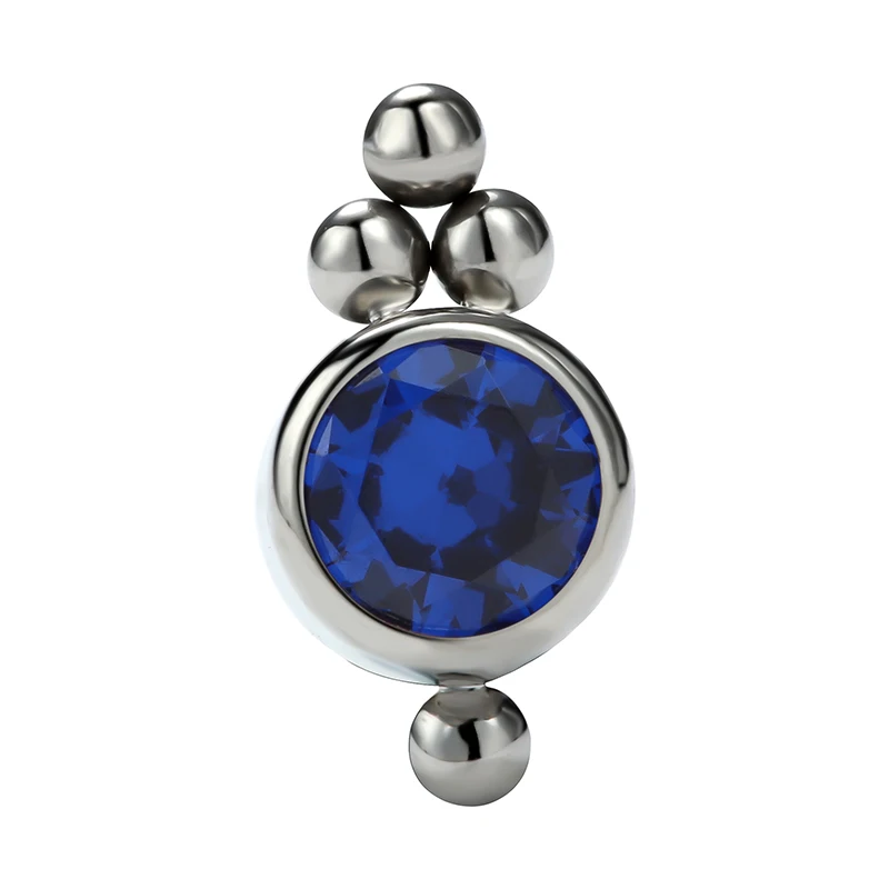 Giometal Threaded Titanium Internally Threaded Beaded Bezel Clear CZ End Piercing Earrings Body Jewelry Piercing Attachment