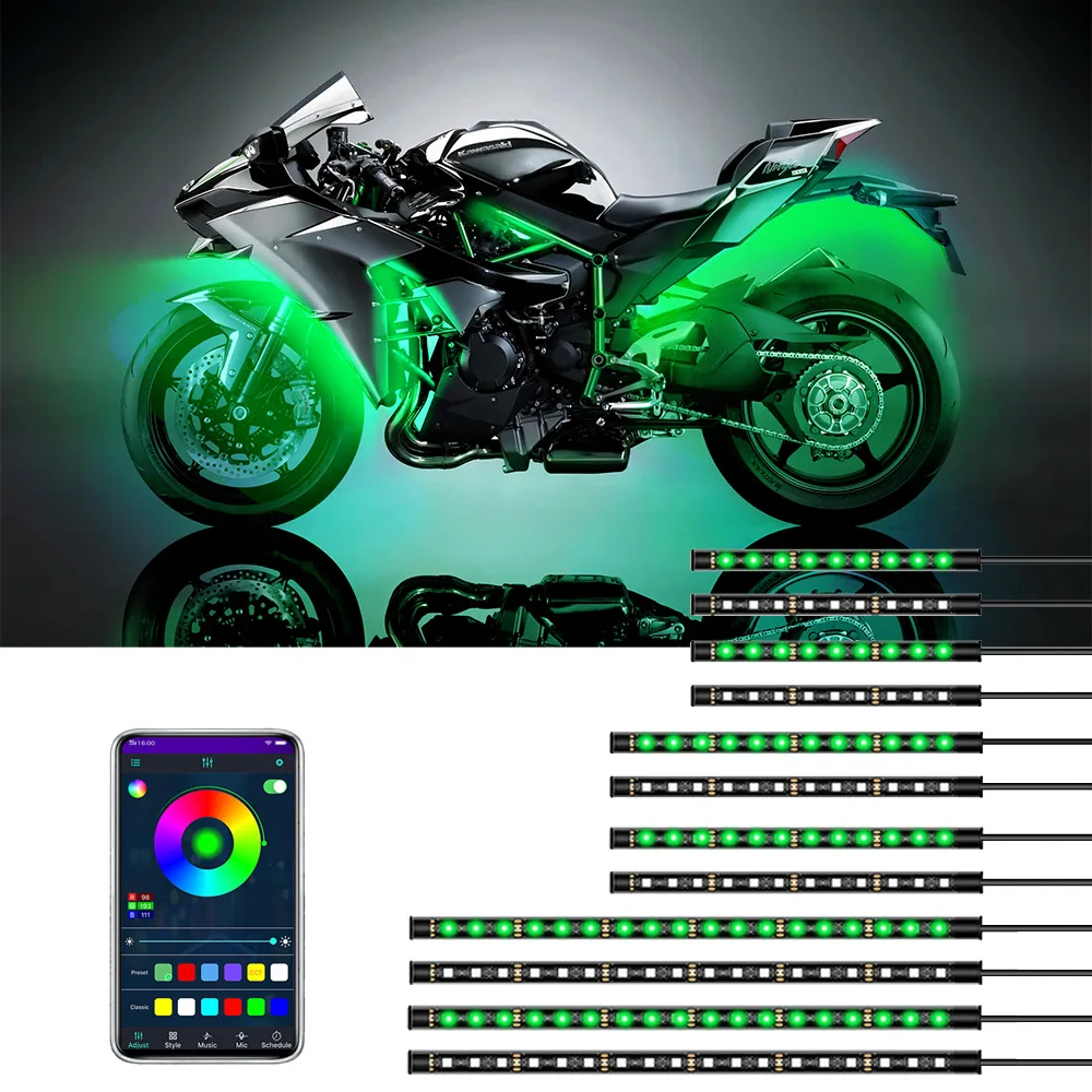 Light atmosphere RGB Motorcycle cassis light one to eight with App control Led strip light