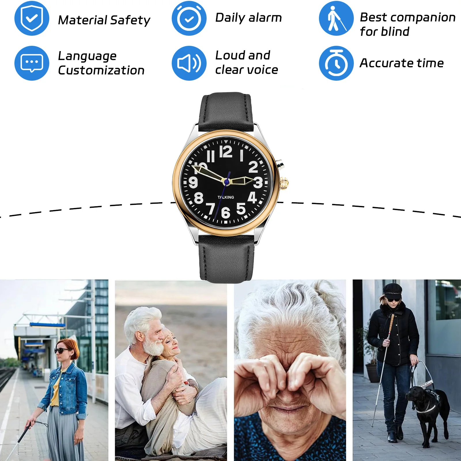 Golden Luxury English  Ladies talking Watch for the blind people or visually impaired people or old people