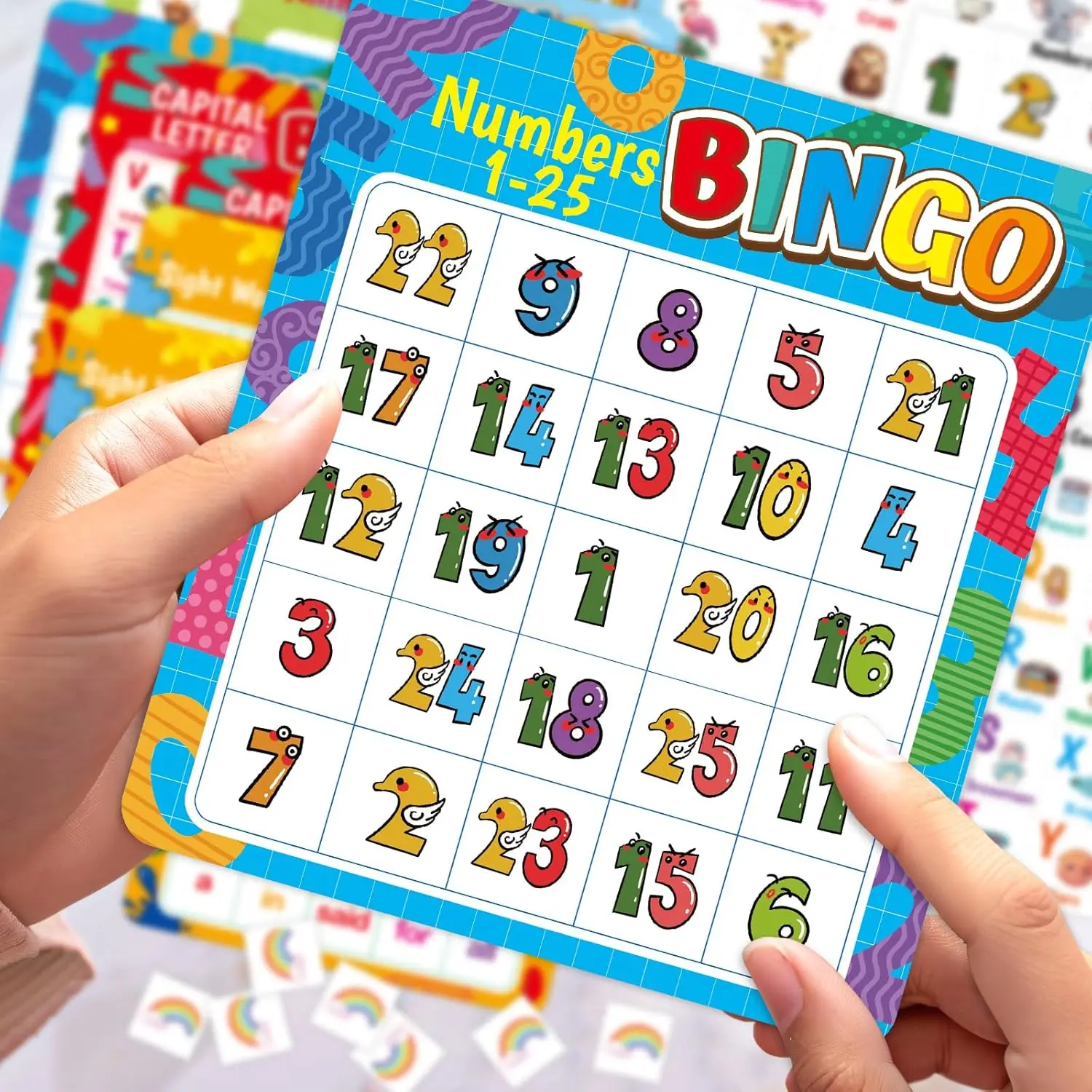 Alphabet Bingo Game Kids Sight Word Bingo Set Number Letter Animal Board Game for Kindergarten Preschool Counting