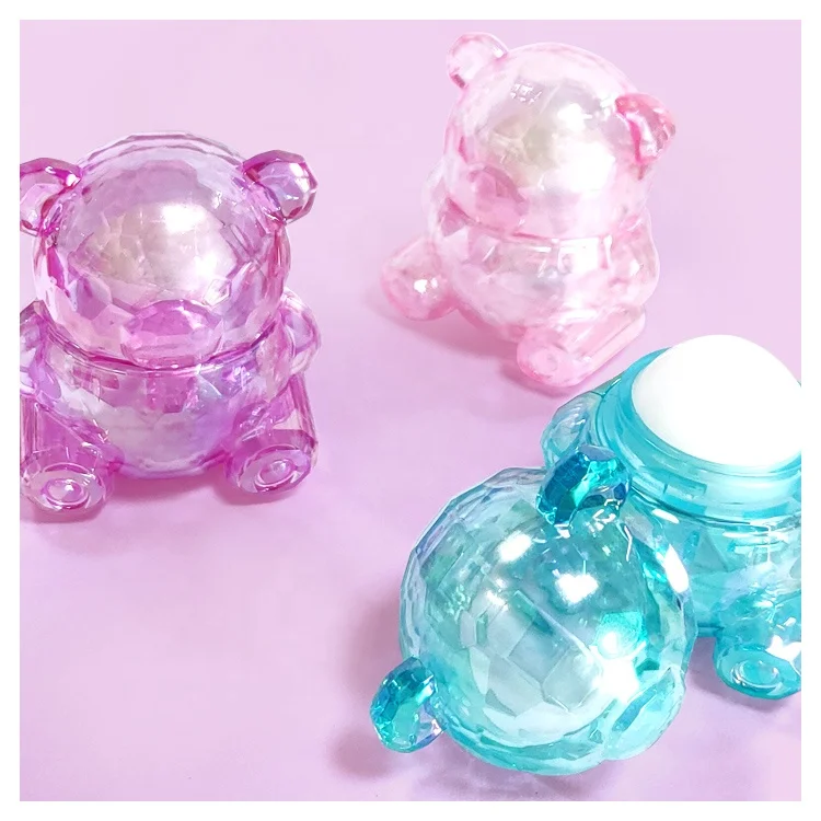 Hot selling Romantic Multicolor Bear Shaped Lip Balm fruity Smell Moisturizing Lip Balm