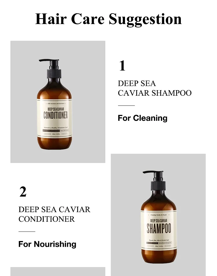here are some common features you may find in caviar shampoos:Nourishing and moisturizing: Caviar shampoos are often formulated to deeply nourish and moisturize the hair, helping to improve its texture and overall health.Repair and strengthening: Caviar extract is known for its high protein content, which can help to strengthen and repair damaged hair, reducing breakage and improving elasticity.Anti-aging properties: Caviar contains antioxidants, vitamins, and minerals that can help to combat the signs of aging on the hair, such as dullness and brittleness.Hydration and moisture retention: Caviar shampoos often provide intense hydration to the hair, helping to lock in moisture and prevent dryness.Protection against environmental damage: Some caviar shampoos may offer protective properties against environmental factors like sun exposure, pollution, and thermal damage from styling tools.Softness and shine: Caviar extracts are known for their ability to enhance the natural shine of hair, leaving it looking smooth, soft, and lustrous.