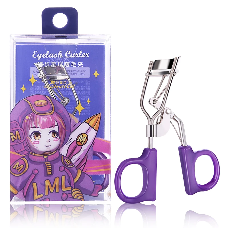 Private Label Fashional Sunflower Curling Eyelash Beauty Tools Handle Eyelash Curl Purple Stainless Steel Eyelash Curler A340