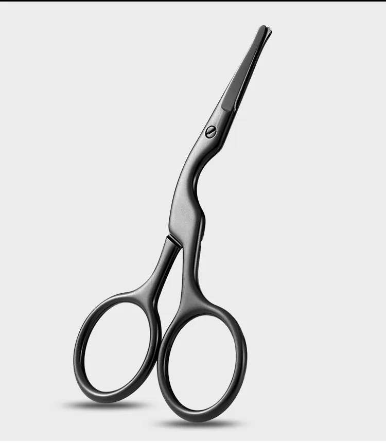 Gold Rose Black Stainless Steel Round Eyebrow Scissors Beard Nose Hair Scissors Shear Grooming Kit