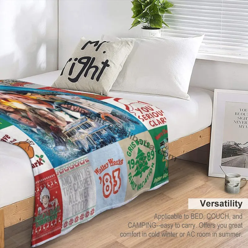 Wholesale Winter Warm Christmas Movie Watching Blanket Custom Cartoon Character Super Fluffy Soft Throw Blankets