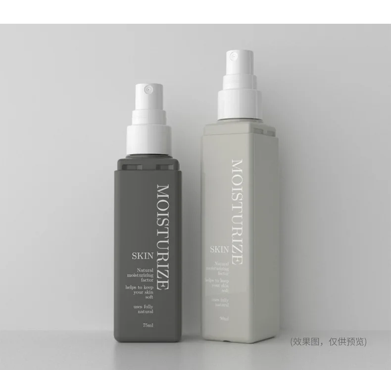 60ml 75ml 90ml PE square white spray bottles double-layer full cover  fog spray jar pure Dew sub-bottle