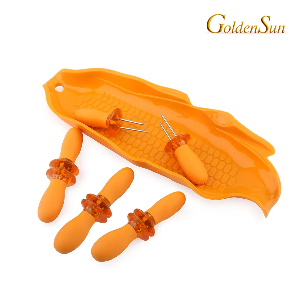 Silicone BBQ Corn Holder Barbecue Corn Skewer Set With Silicone Tray