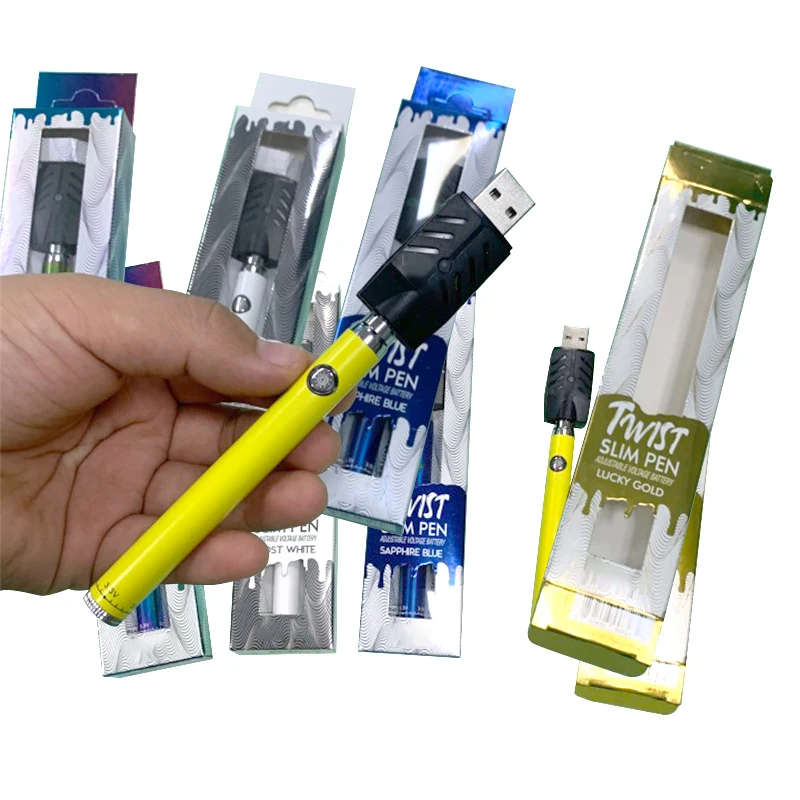 
Private label twist slim pen variable voltage 350mah cbd vapes pen 510 thread battery with micro usb 