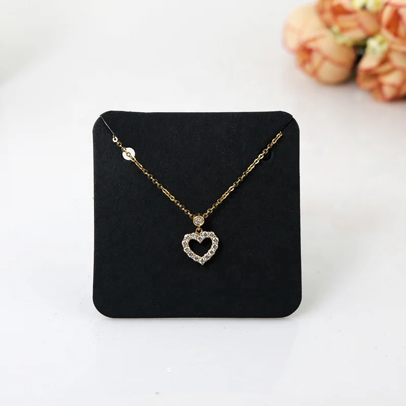 Custom black cardboard kraft paper necklace square card  punch Blank jewelry card
