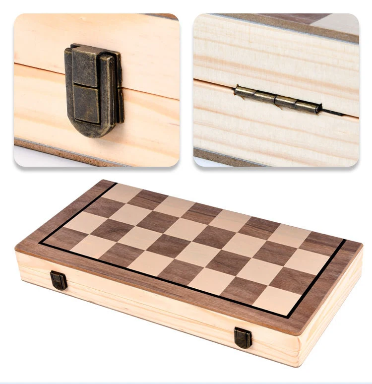 Wholesale Piece Wooden Foldable Board 3 in 1 Wooden Chess Game Magnetic International Chess