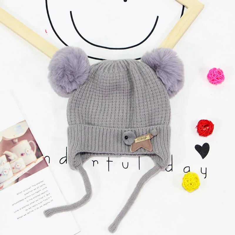 Thicken Warm Kids winter hat cute baby knitted hat woolen yarn hat caps