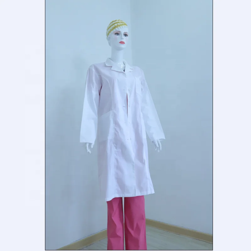 good design fashionable style polycotton long sleeves famle doctor wear uniform dress