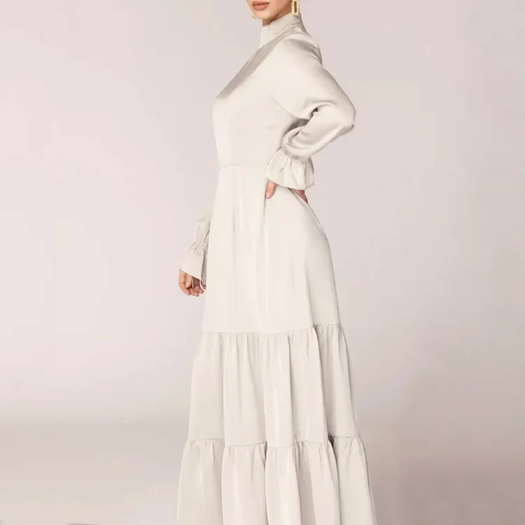 Custom Women summer dress  Manufacturer Solid Color Ladies Elegant Long Sleeve Casual dress for women