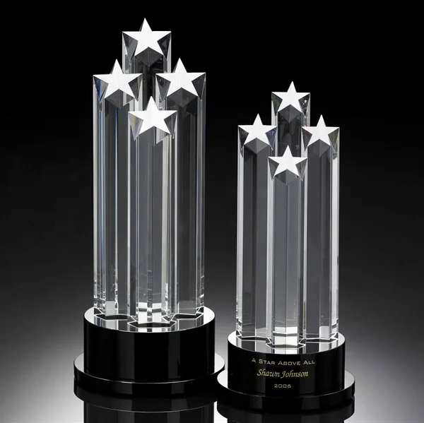 Wholesale cheap custom pentagram star crystal obelisk trophy Ice peak crystal glass awards