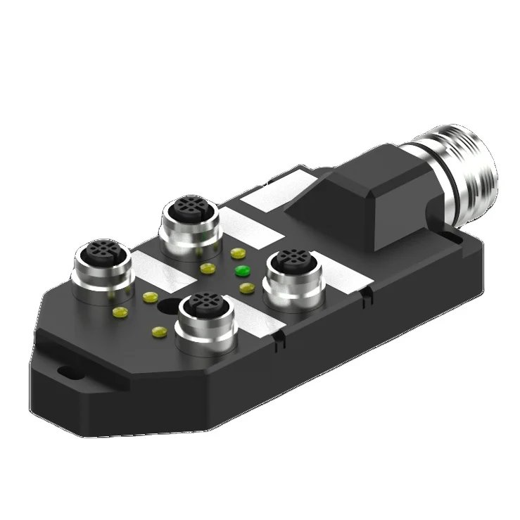 
IP67 waterproof M23 horizontal input connector M12 4 interface electrical standard junction box with NPN LED display 